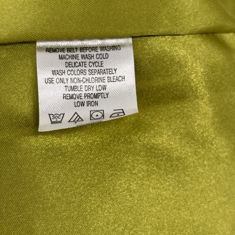 Jessica London Green Midi Dress Satin Collar Belt Rhinestone Buttons Size 20W - Picture 13 of 14